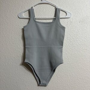 Women's Gray Ribbed Bodysuit